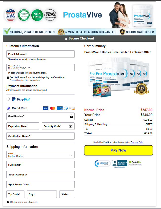 Prostavive order-page